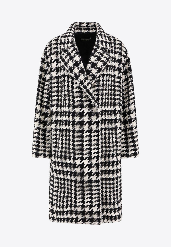 Dolce & Gabbana Double-Breasted Houndstooth Oversized Coat Monochrome F0E2FTFMMGX_S8030