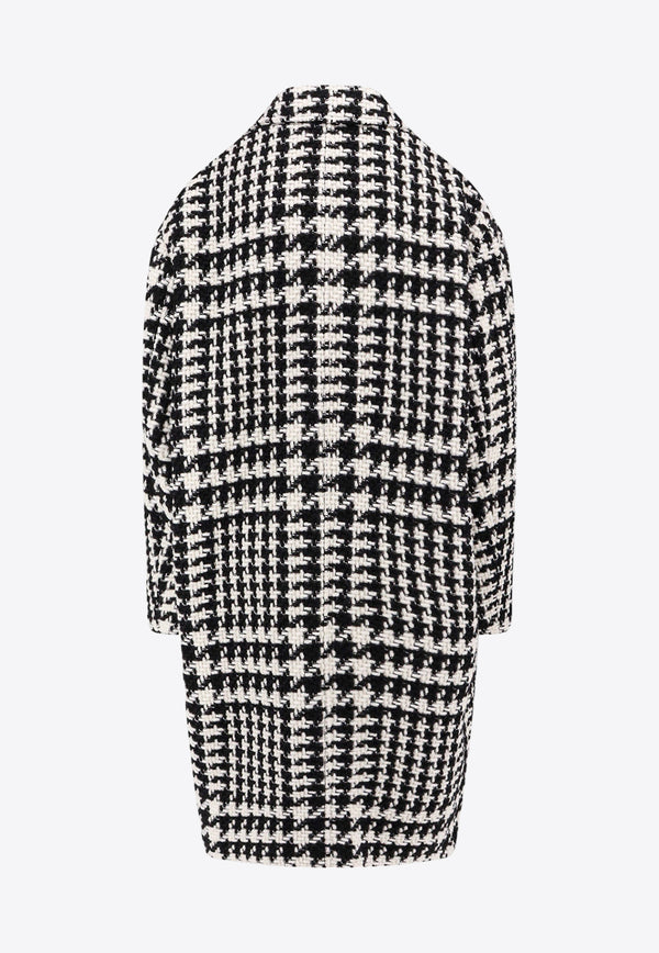 Dolce & Gabbana Double-Breasted Houndstooth Oversized Coat Monochrome F0E2FTFMMGX_S8030