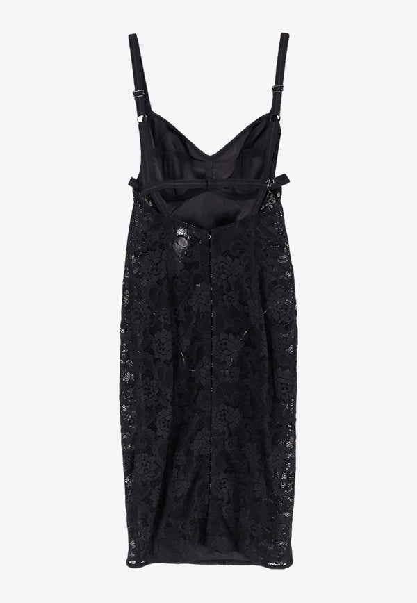 Dolce & Gabbana Lace and Satin Corset Dress Black F6JKZTGDCL9_N0000