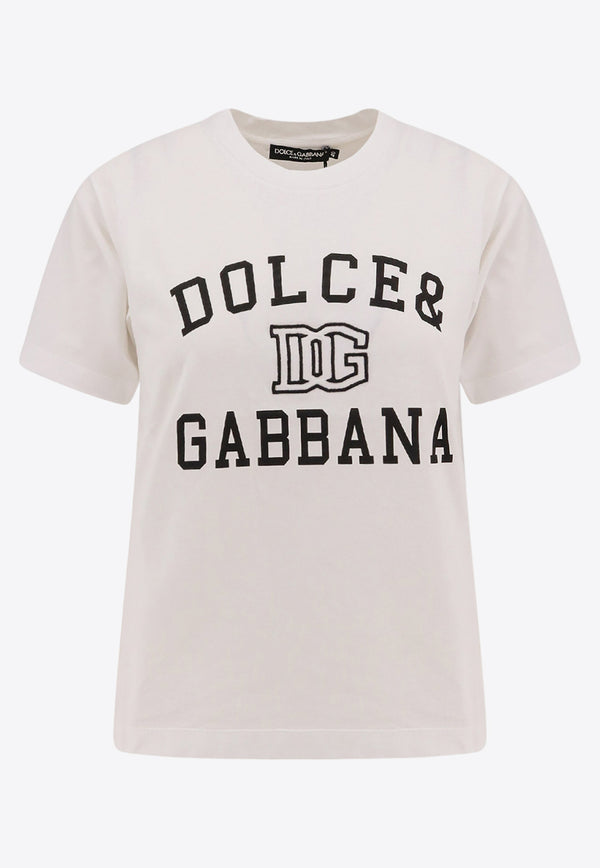 Dolce & Gabbana Logo Embroidered T-shirt White F8V09ZGDCNV_W0800