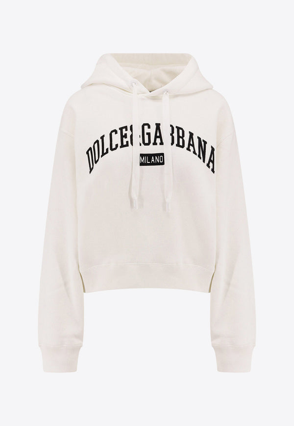 Dolce & Gabbana Logo Print Hooded Sweatshirt White F9O00TGDCNU_W0800