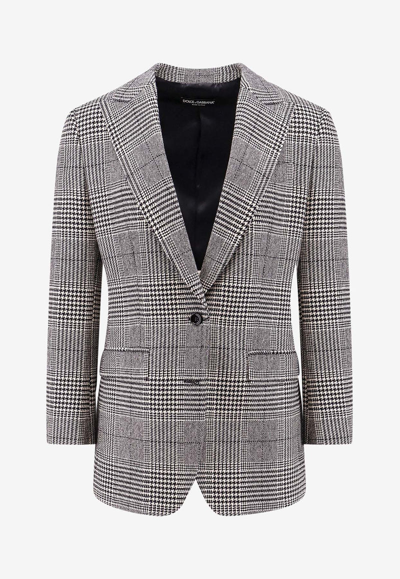 Dolce & Gabbana Single-Breasted Glen Plaid Jacket Black F290XTFQ2MV_S8100