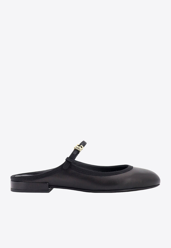 Dolce & Gabbana Vally Nappa Leather Flat Mules Black CI0174A9U91_8B956