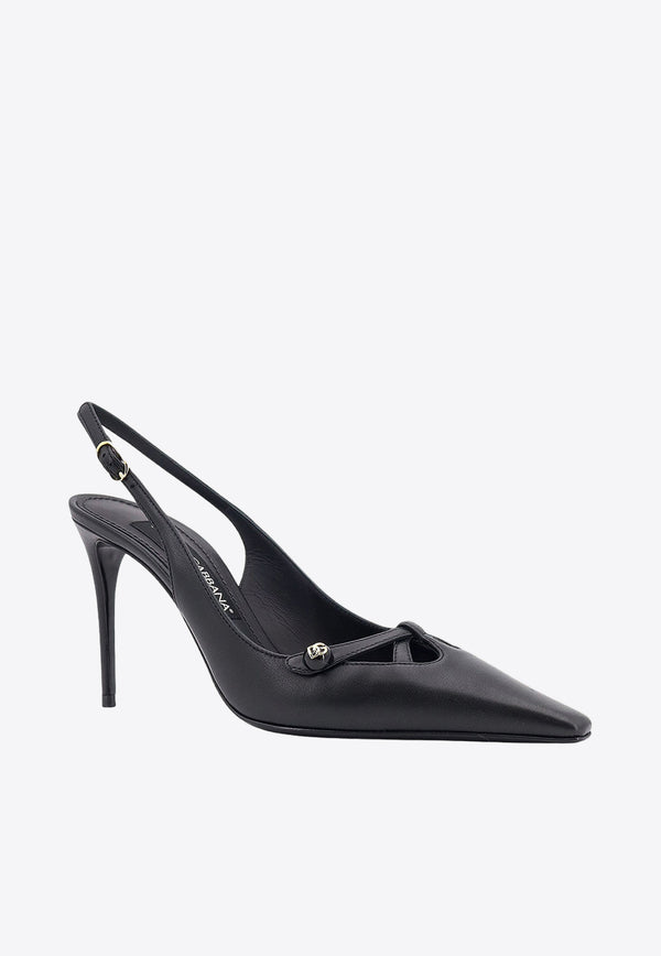 Dolce & Gabbana 90 Leather Slingback Pumps Black CG0823A1953_80999