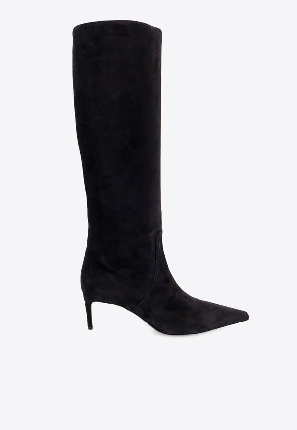 Dolce & Gabbana Cuissards 70 Knee-High Suede Boots Black CU1139A6807_80999