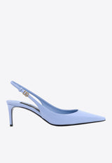 Dolce & Gabbana Mun 60 Polished Leather Slingback Pumps Blue CG0805A1037_80789