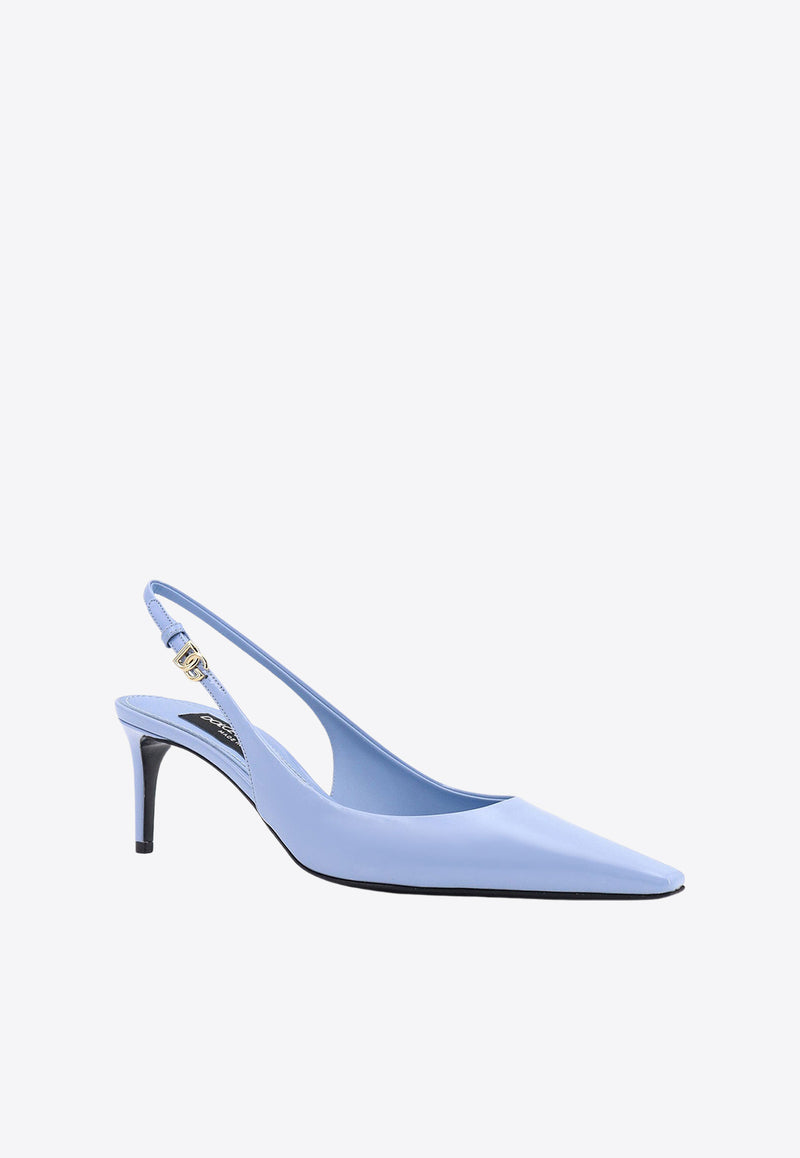 Dolce & Gabbana Mun 60 Polished Leather Slingback Pumps Blue CG0805A1037_80789