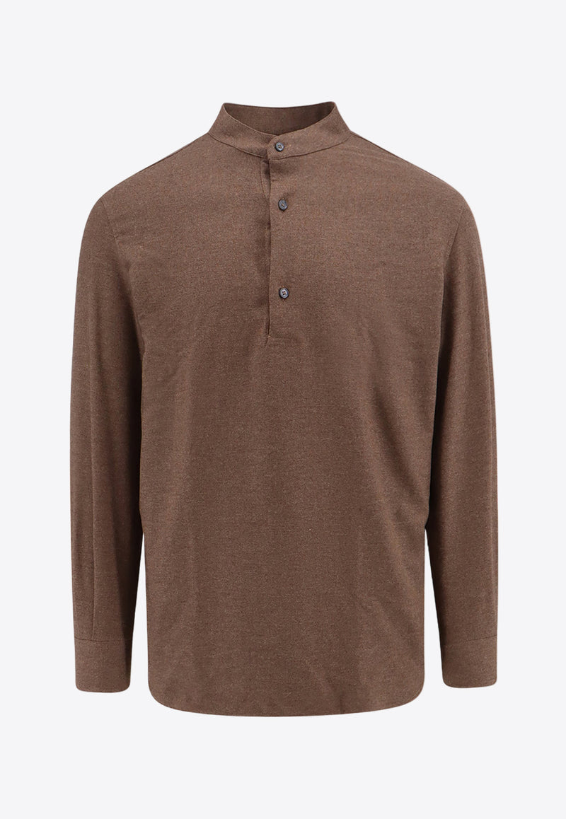 Loro Piana Elia Wool Cashmere Shirt Brown FAO7158_H0QP