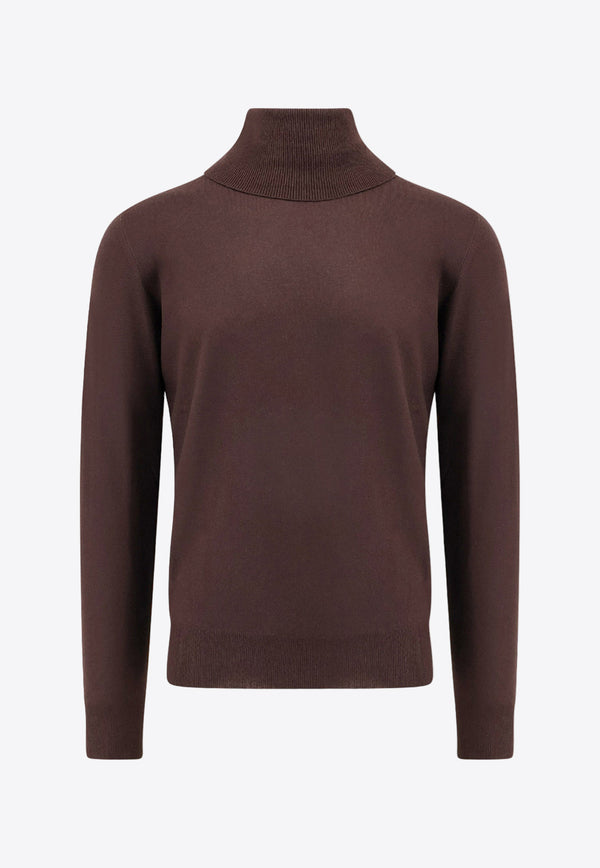 Loro Piana Cashmere Knit Turtleneck Sweater Brown FAF9161_H0QL