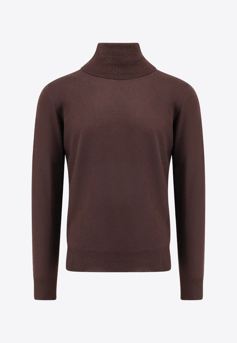 Loro Piana Cashmere Knit Turtleneck Sweater Brown FAF9161_H0QL