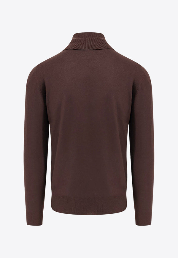 Loro Piana Cashmere Knit Turtleneck Sweater Brown FAF9161_H0QL