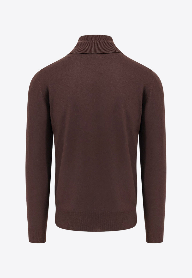 Loro Piana Cashmere Knit Turtleneck Sweater Brown FAF9161_H0QL