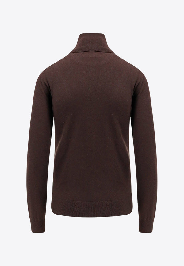 Loro Piana Neo Piuma Turtleneck Cashmere Sweater Brown FAM9382_H0QL