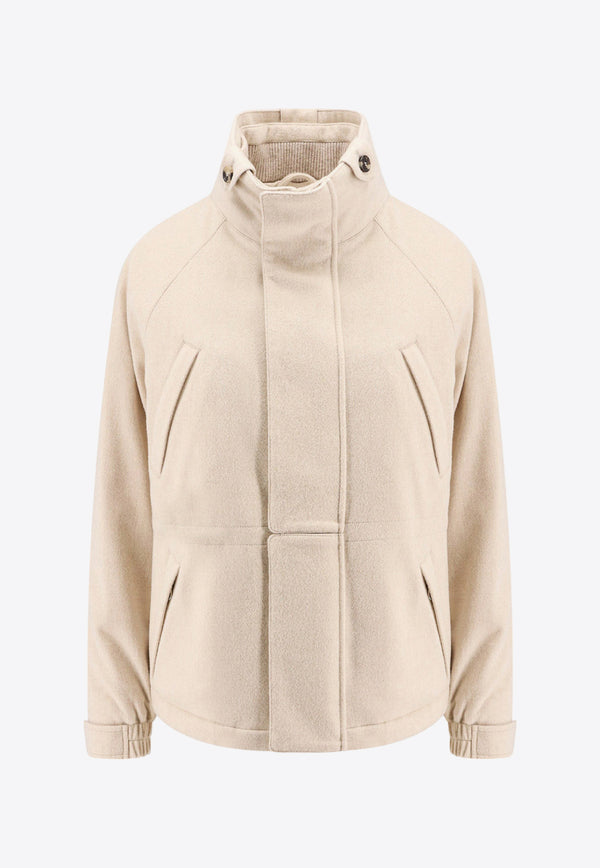 Loro Piana High-Neck Zip-Up Cashmere Jacket Beige FAO6129_A193