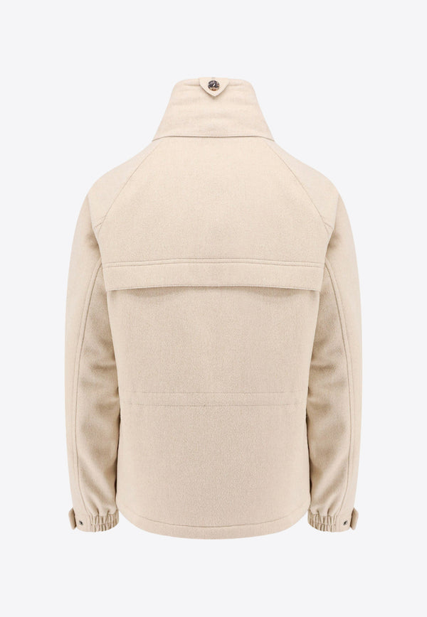 Loro Piana High-Neck Zip-Up Cashmere Jacket Beige FAO6129_A193