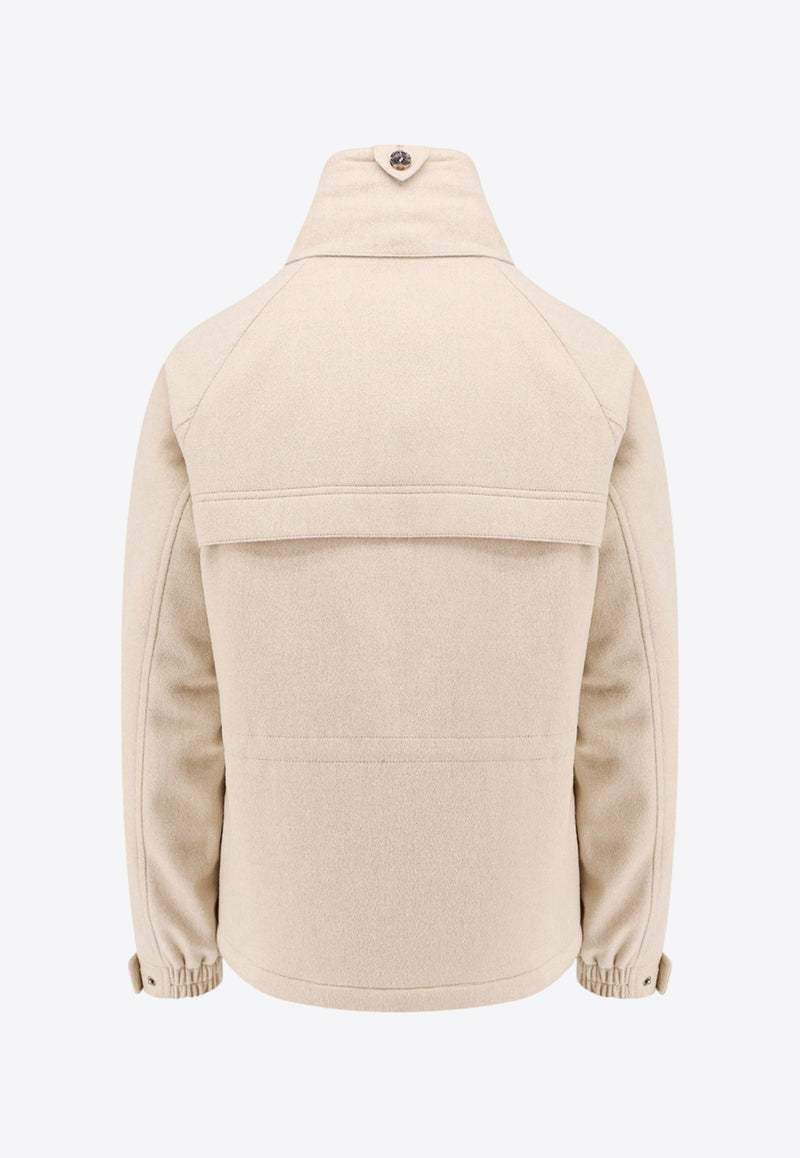 Loro Piana High-Neck Zip-Up Cashmere Jacket Beige FAO6129_A193