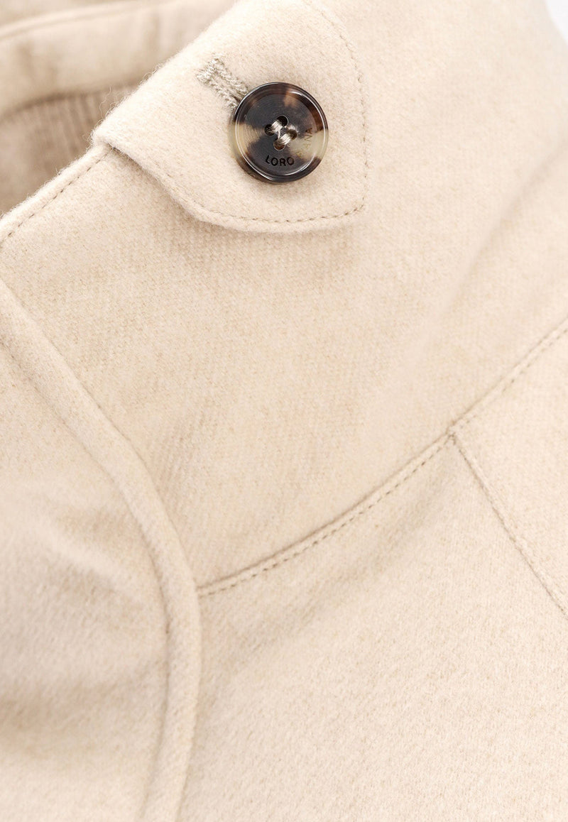 Loro Piana High-Neck Zip-Up Cashmere Jacket Beige FAO6129_A193