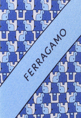 Salvatore Ferragamo All-Over Elephant Print Silk Tie Blue 350982773997_NAVY