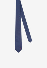 Salvatore Ferragamo Gancini Embroidered Silk Tie Blue 350993774158_NAVY