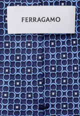 Salvatore Ferragamo Gancini Print Silk Tie Navy 351082774370_NAVY