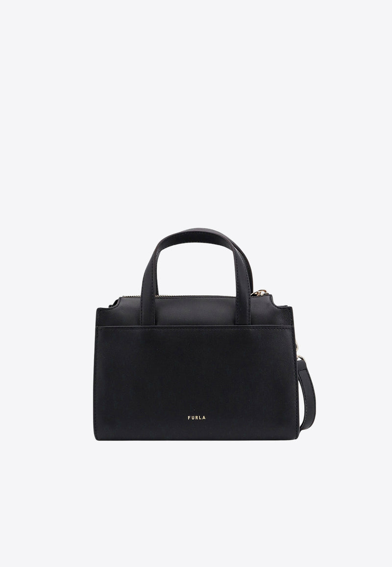 Furla Small Nuvola Boston Leather Top Handle Bag Black WB01337BX2045_NERO