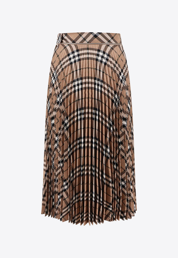 Burberry Vintage Check Pleated Midi Skirt Beige 8093011_C1202