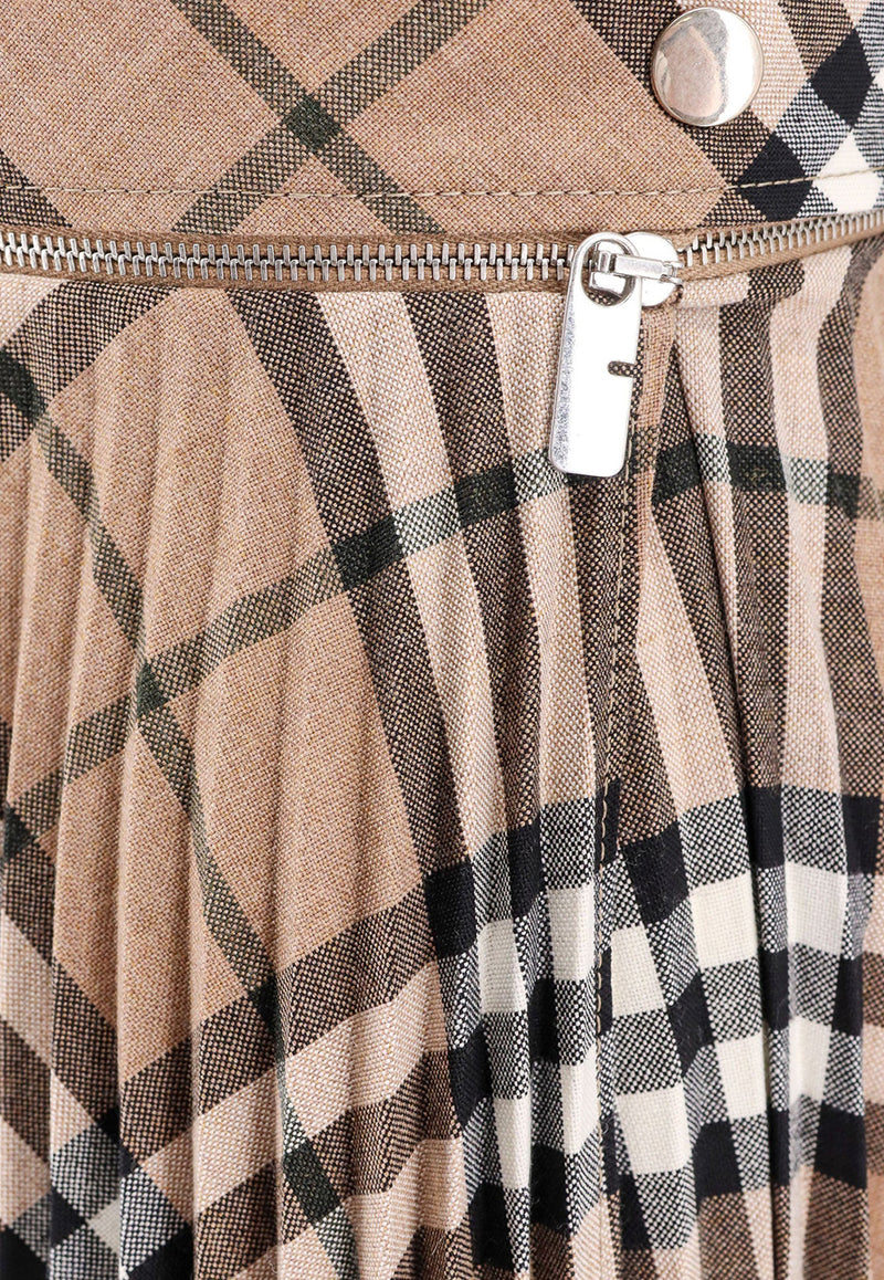 Burberry Vintage Check Pleated Midi Skirt Beige 8093011_C1202