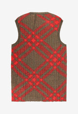 Burberry Checked Sweater Vest Red 8093576_C1205