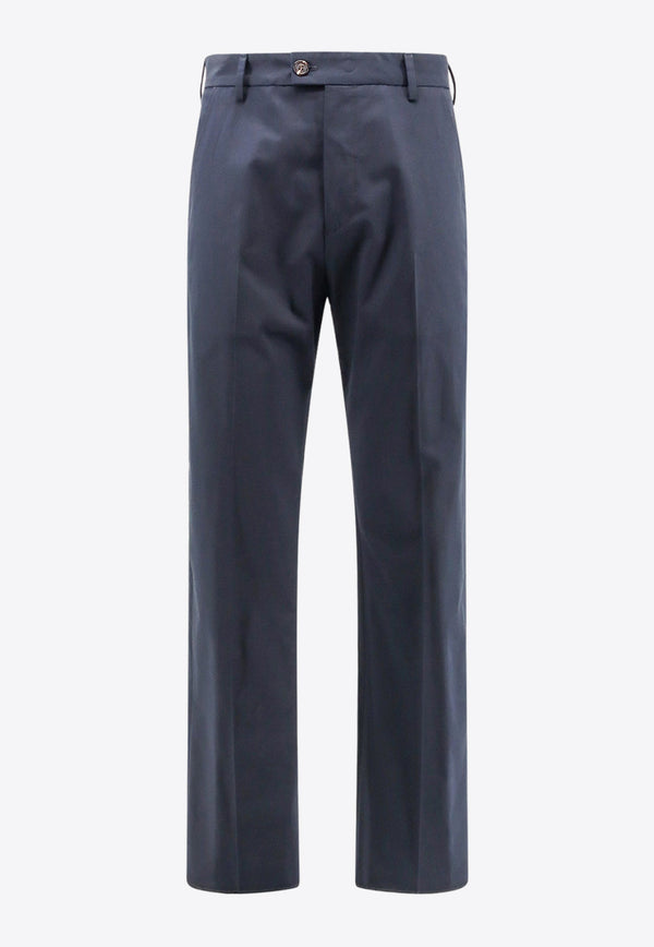 Alexander McQueen Logo Band Straight-Leg Pants Blue 794744QSAA7_4100