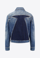 Alexander McQueen Twisted Seam Paneled Denim Jacket Blue 792158QYAA5_4211