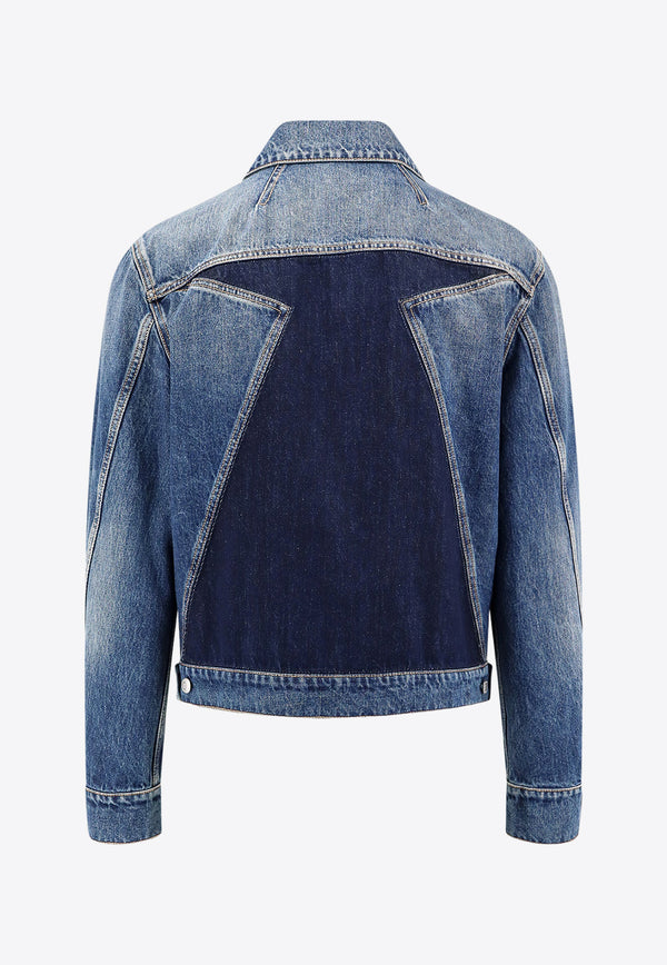 Alexander McQueen Twisted Seam Paneled Denim Jacket Blue 792158QYAA5_4211