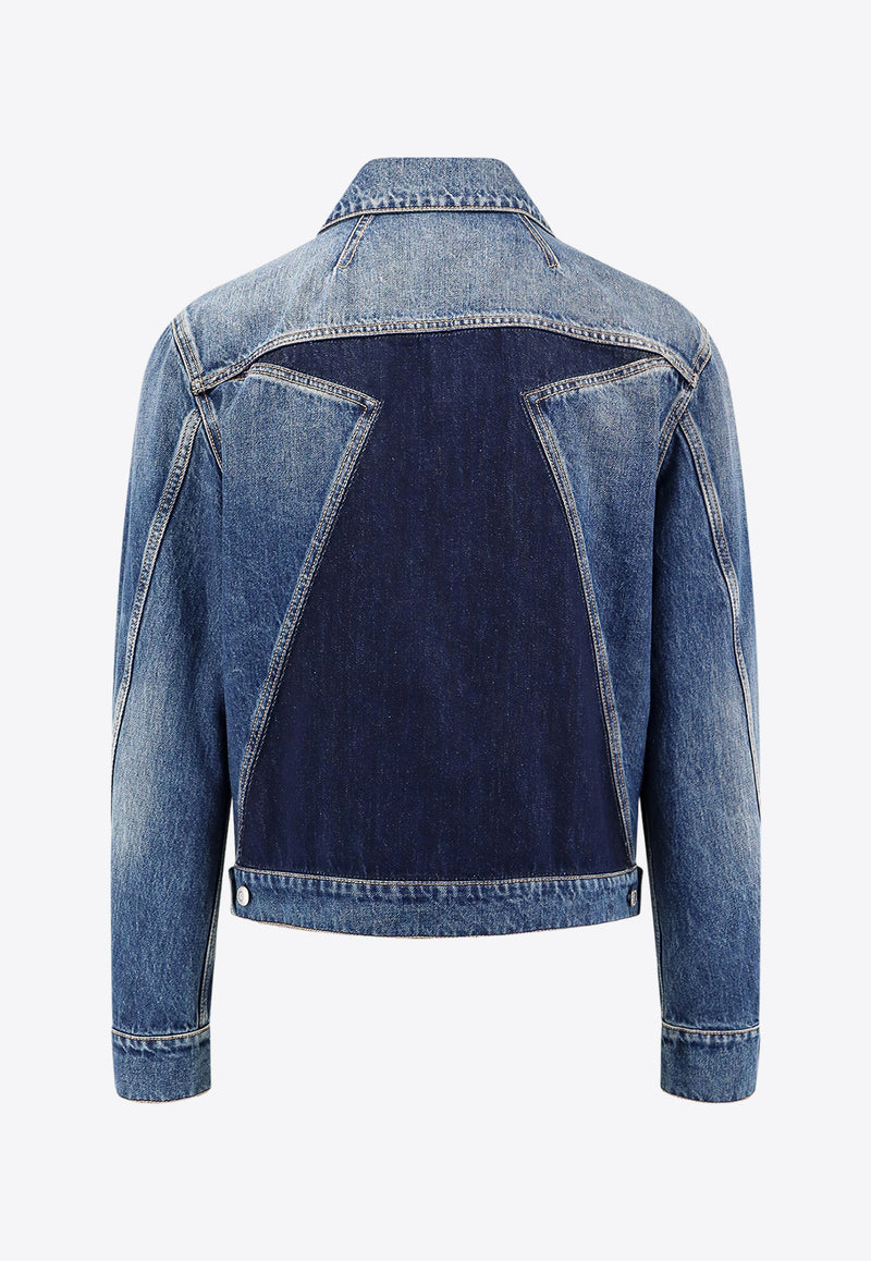 Alexander McQueen Twisted Seam Paneled Denim Jacket Blue 792158QYAA5_4211