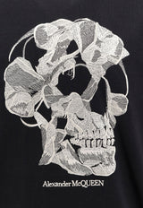 Alexander McQueen Flower Skull Print T-shirt Black 794579QXAAA_1000