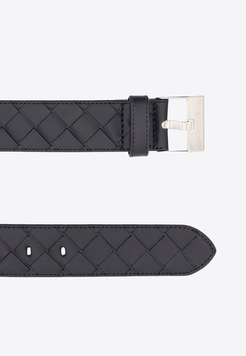 Bottega Veneta Intrecciato Leather Belt Black 799046V4KF1_8803