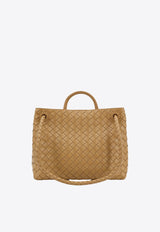 Bottega Veneta Medium Andiamo Top Handle Bag in Intrecciato Leather Dark Praline 766016VCPP1_9892