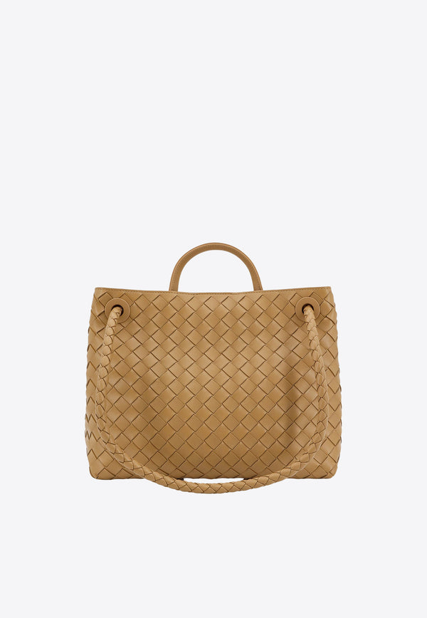 Bottega Veneta Medium Andiamo Top Handle Bag in Intrecciato Leather Dark Praline 766016VCPP1_9892