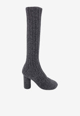 Bottega Veneta Atomic 90 Stretch Knit Knee-High Boots Gray 775456V3V00_1370