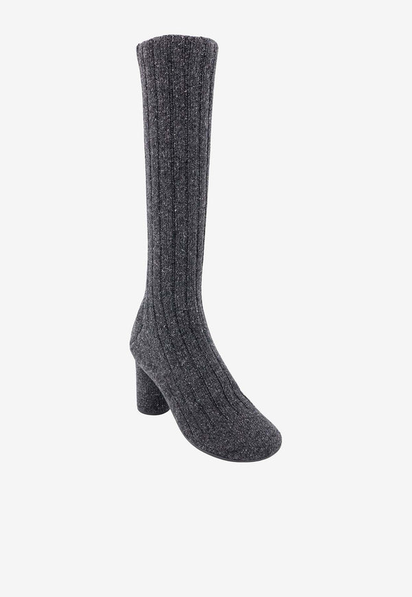 Bottega Veneta Atomic 90 Stretch Knit Knee-High Boots Gray 775456V3V00_1370