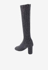 Bottega Veneta Atomic 90 Stretch Knit Knee-High Boots Gray 775456V3V00_1370