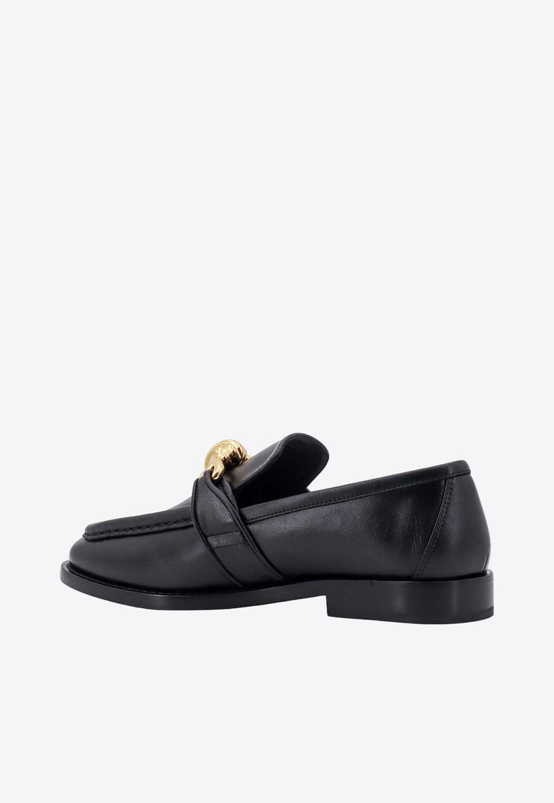 Bottega Veneta Astaire Knot-Detailed Leather Loafers Black 796697V4R30_1000