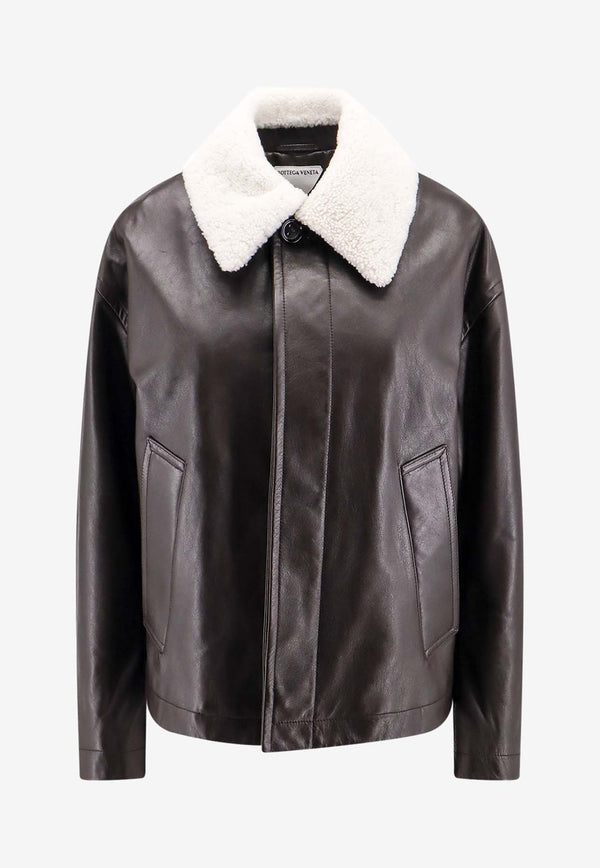 Bottega Veneta Fur-Collar Leather Jacket Brown 799184V2JI0_2113