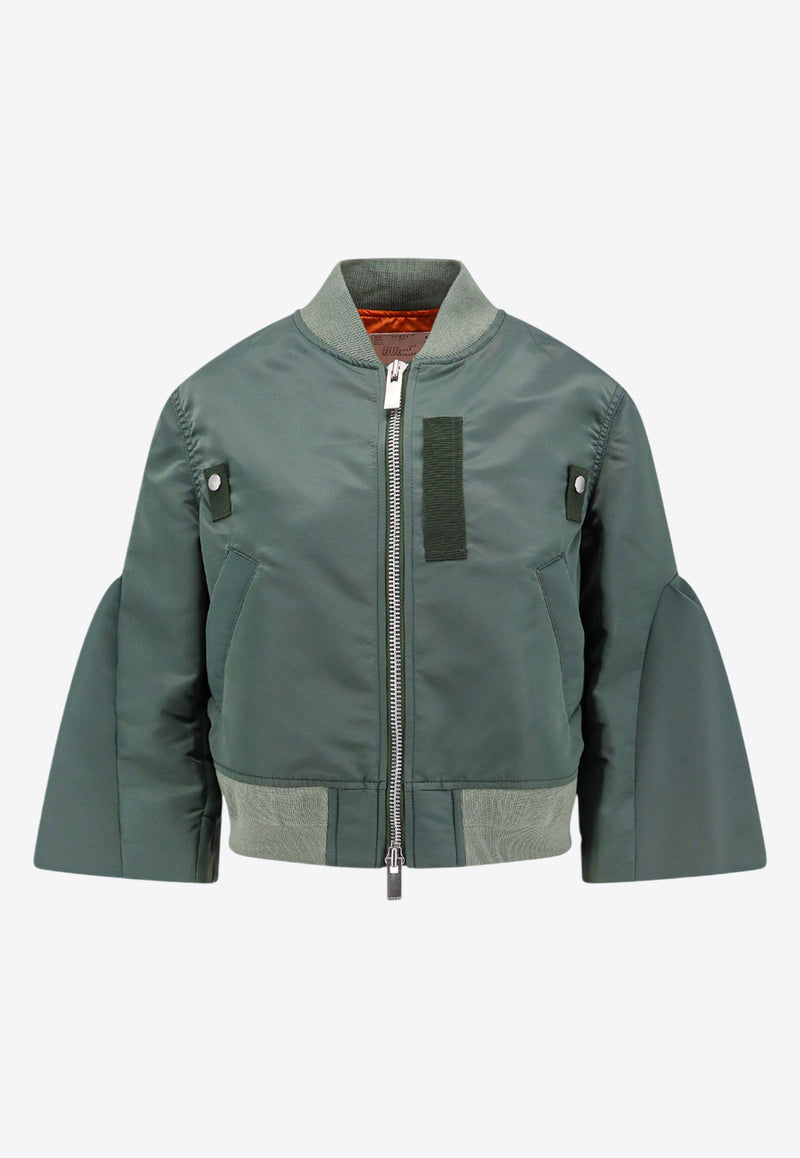 Sacai Puff-Sleeve Zip-Up Bomber Jacket Green 2407516_501