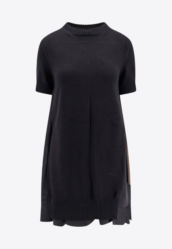 Sacai Short-Sleeved Paneled Mini Dress Black 2407520_001