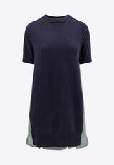 Sacai Short-Sleeved Paneled Mini Dress Green 2407520_266