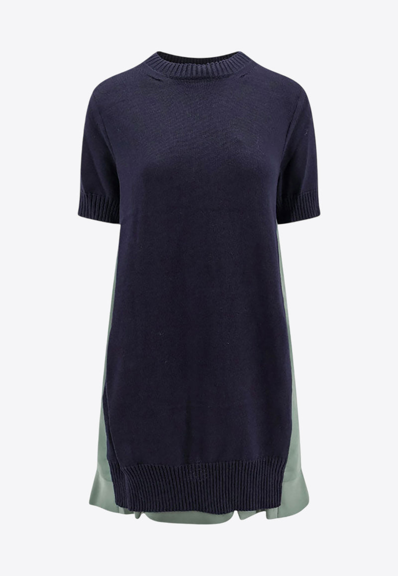 Sacai Short-Sleeved Paneled Mini Dress Green 2407520_266