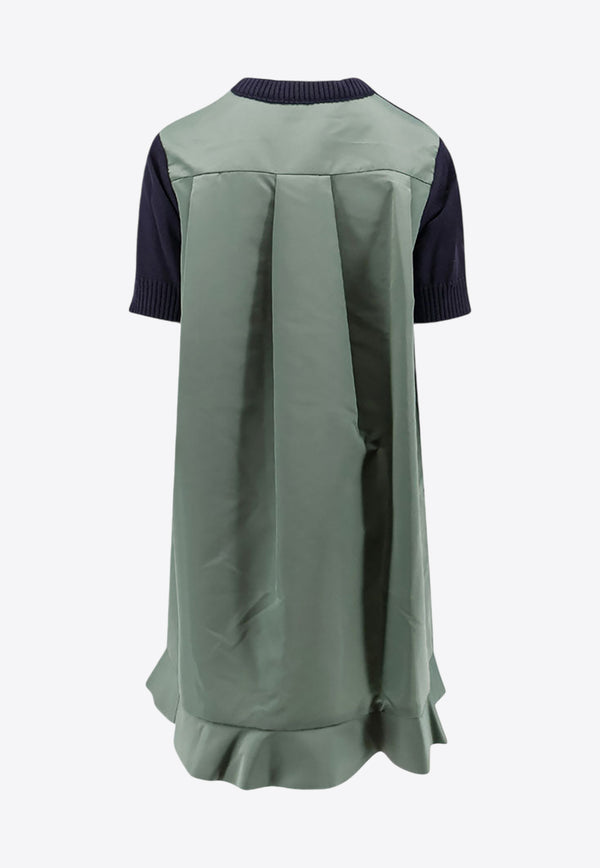 Sacai Short-Sleeved Paneled Mini Dress Green 2407520_266