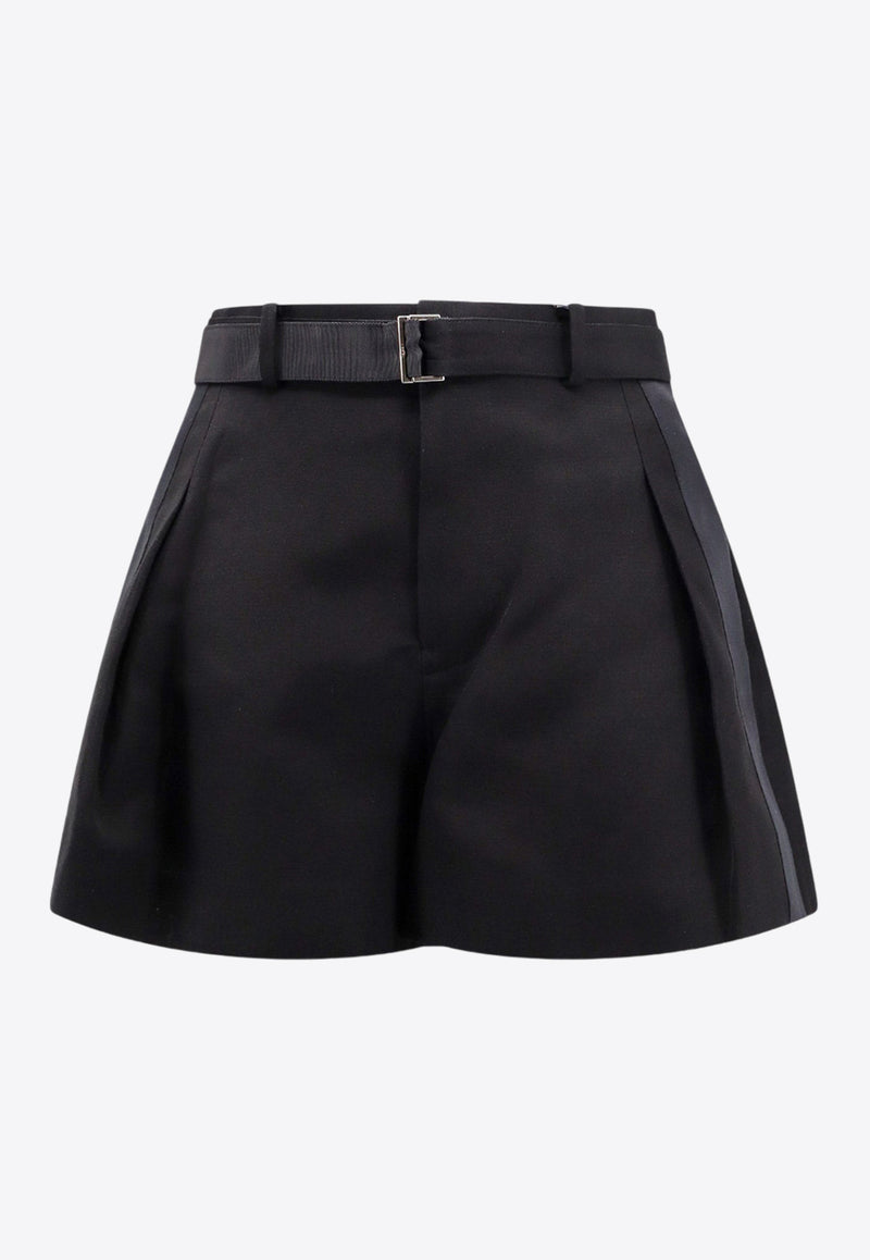 Sacai Pleat-Front Mini Shorts Black 2407613_001