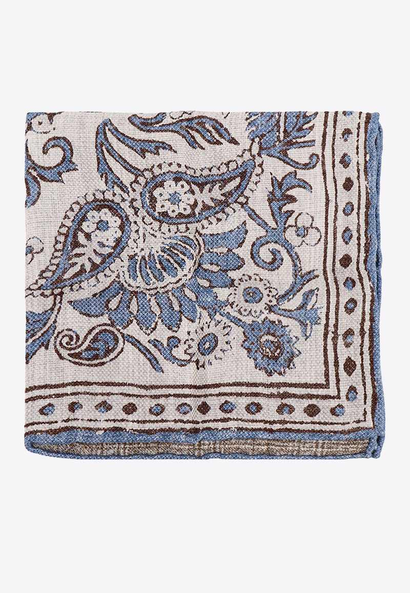 Brunello Cucinelli Paisley Print Linen and Silk Pocket Scarf Multicolor MR8690091_CLB69