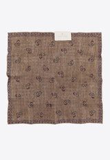 Brunello Cucinelli Paisley Print Linen and Silk Pocket Scarf Brown MR8680091_CVI46
