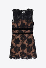 Self-Portrait Floral Lace Mini Dress Black AW24017SB_BLACK